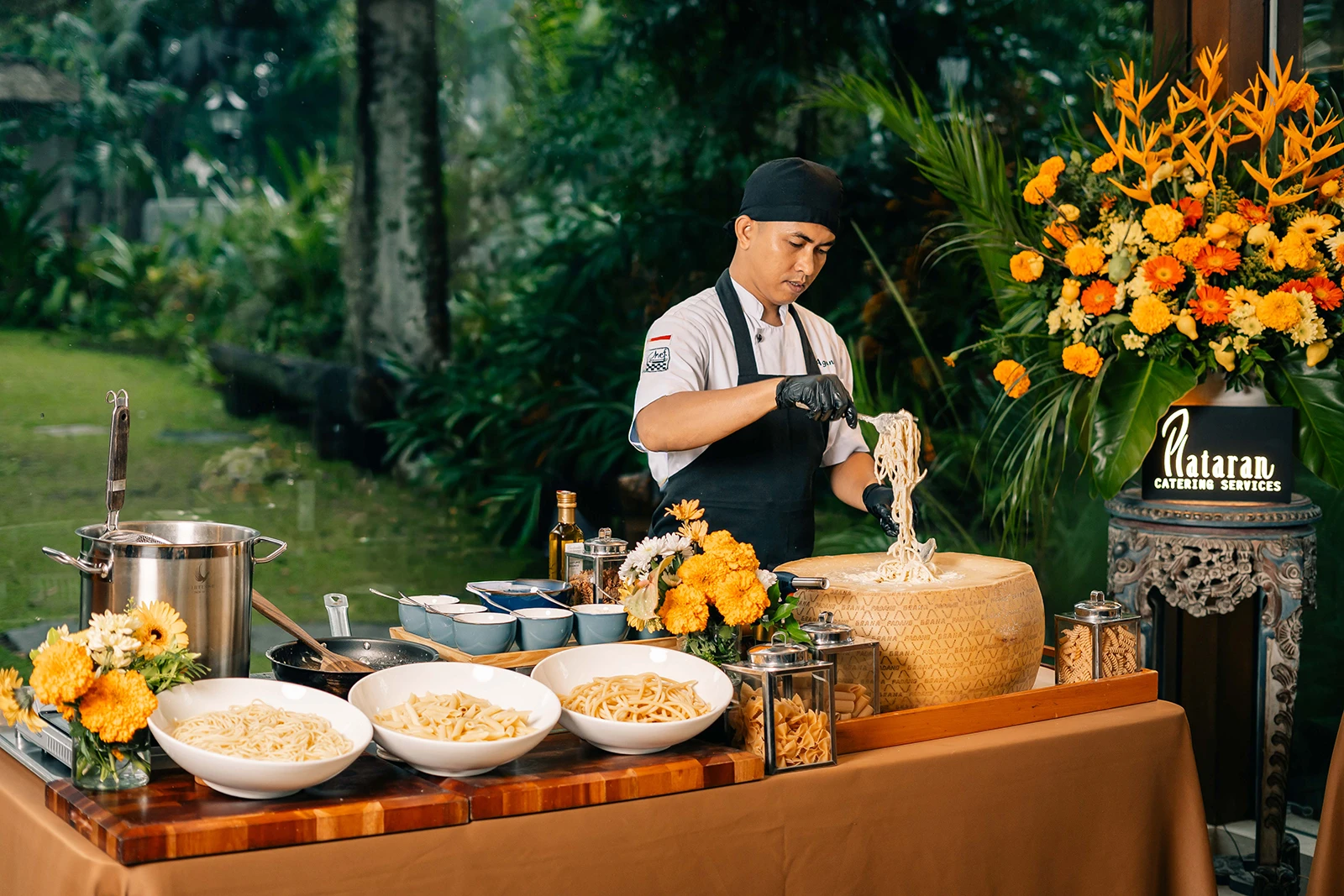 Catering event food arranged for a private celebration